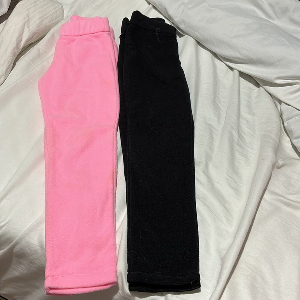 Children’s Place 7/8 fleece pink and black elastic waist pants nwt